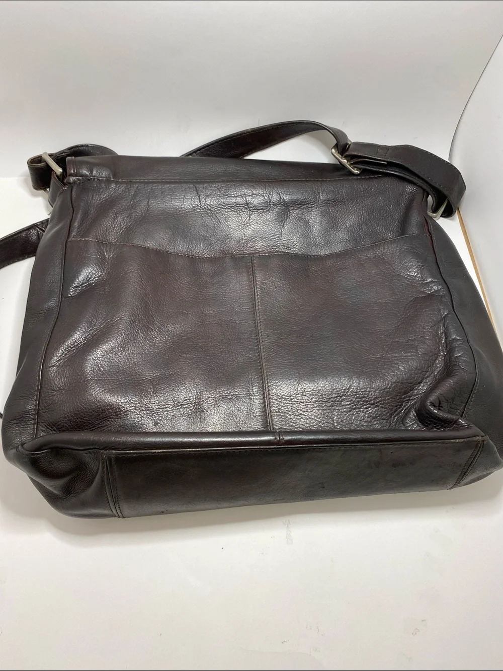 Frye Dark Brown Leather Messenger Bag with Adjustable Strap